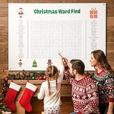 AuraGlaze Christmas Word Search Poster, 2025 New Christmas Poster Giant 36 * 24in Wall Game with 50 Words for Families, Word Search Puzzle Christmas Party Decor & Holiday Activity