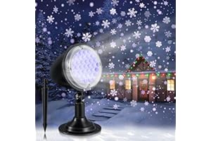 FLYLILY Christmas Projector Lights Outdoor, Christmas Snowflake Projector Lights, Christmas Snowfall Projector Lights, Waterproof IP65 Decorating Light Holiday Halloween Garden Landscape Home Party Show