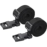 Wisdompro Luggage Strap, 2 Pack Heavy Duty Utility Straps - 48 inch, Black | Lashing Straps with Quick Release Buckle, Adjustable Nylon Belt for Backpacking, Sleeping Bag Compression, Camping, Hiking