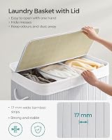 SONGMICS 150L Laundry Hamper Basket 3 Sections Clip-on Lid Grey LCB091G01 view 2