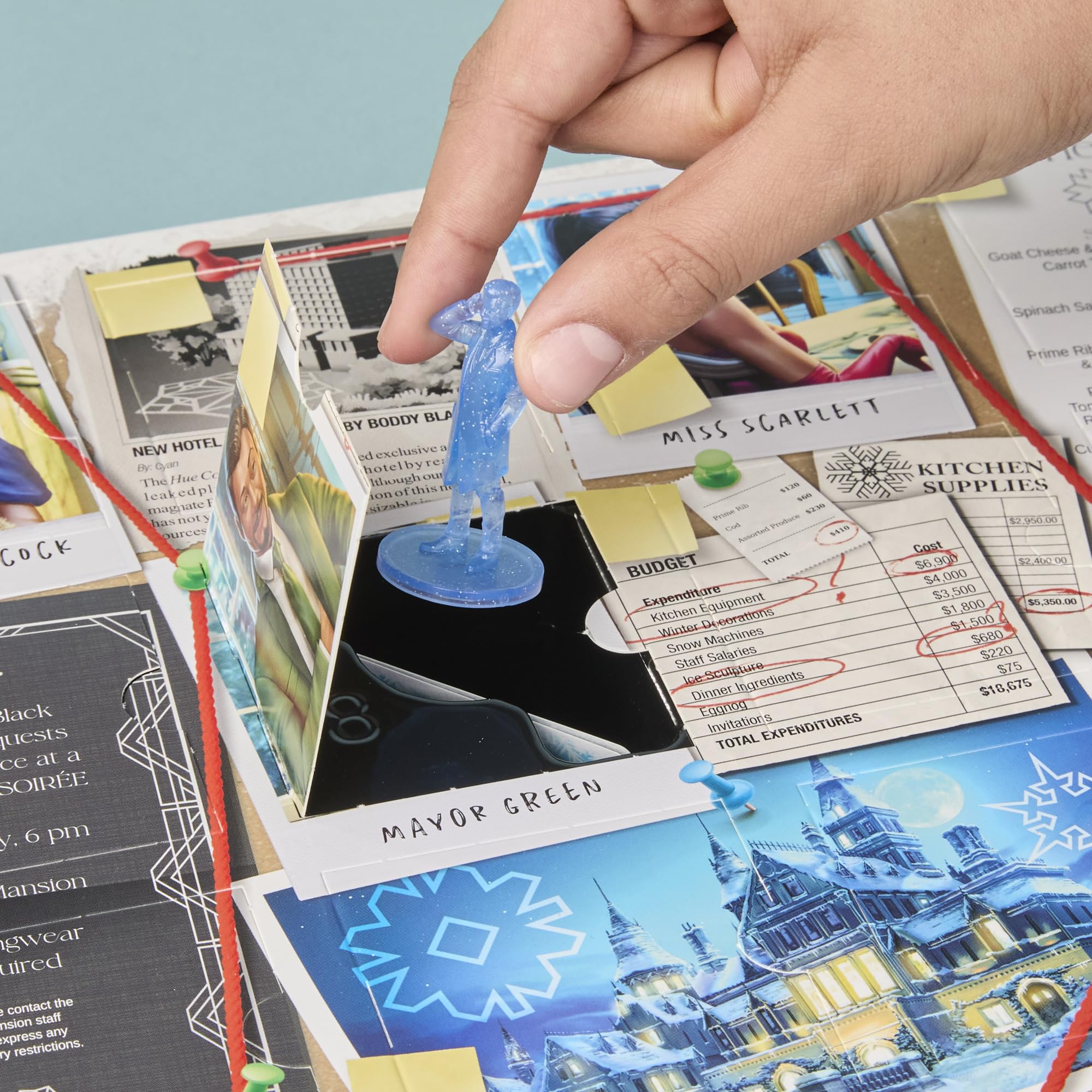 Clue Advent Calendar: Secrets Under Snowfall | 24 Days | Family Mystery Games | with 6 Winter-Themed Tokens and Surprise | Ages 10+ | 1+ Players