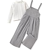 HINTINA Toddler Girl Corduroy Jumpsuit Overall Long Casual Loose Bib Pants 2 Pieces Outfits