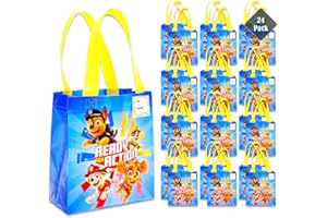 Paw Patrol Party Favor Bag Set – 24 Pack of 8" Party Goodie Bags, Bulk Reusable Mini Tote Bags | Chase, Marshall, Skye and Rubble Paw Patrol Birthday Supplies