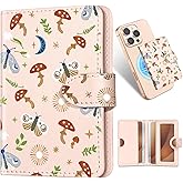 Shorogyt for Magnetic Phone Wallet Compatible with Magsafe Card Holder -Cute Luxury Slim Leather Mag Wallets for Women Fit 4 Cards,for iPhone 17/16/15/14/13/12 Series for Apple RFID Magnet, Butterfly