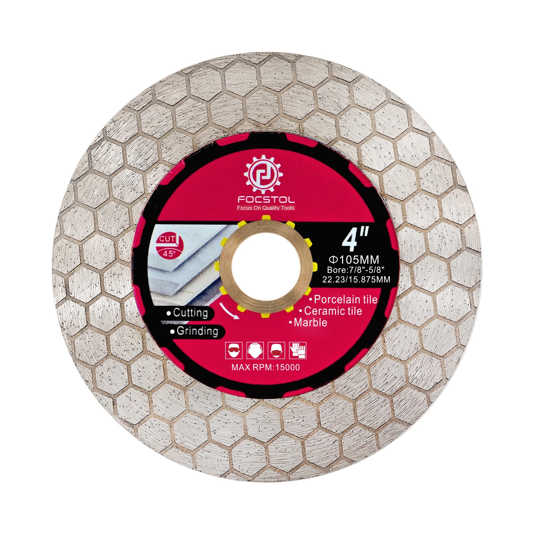 FOCSTOL Diamond Cutting Disc - 105mm Grinding Disc for Porcelain Ceramic Tile Marble Granite Artificial Stone