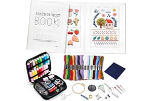 Embroidery Stitch Book Kit, 86PCS Sewing Tool and 170 Patterns Embroidery Book, Complete Embroidery Kit for Beginners Embroid