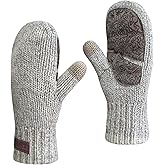 Jökulríki Men’s Ragg Wool Mittens Sherpa Lined Cold Weather Touchscreen Knit Mitt Warm for Winter
