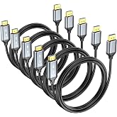 Ureegle DisplayPort to HDMI Cable 6ft 5-Pack, Uni-Directional DP (Source) to HDMI (Display) Cord for Desktop Monitor Projector Laptop PC AMD NVIDIA, 4K@60Hz, Aluminum Shell, Compatible Lenovo HP Dell