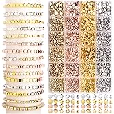 Gold Spacer Beads 2160 Pieces Bracelet Beads for DIY Jewelry Making(Gold, Sliver, Rose Gold, KC Gold)