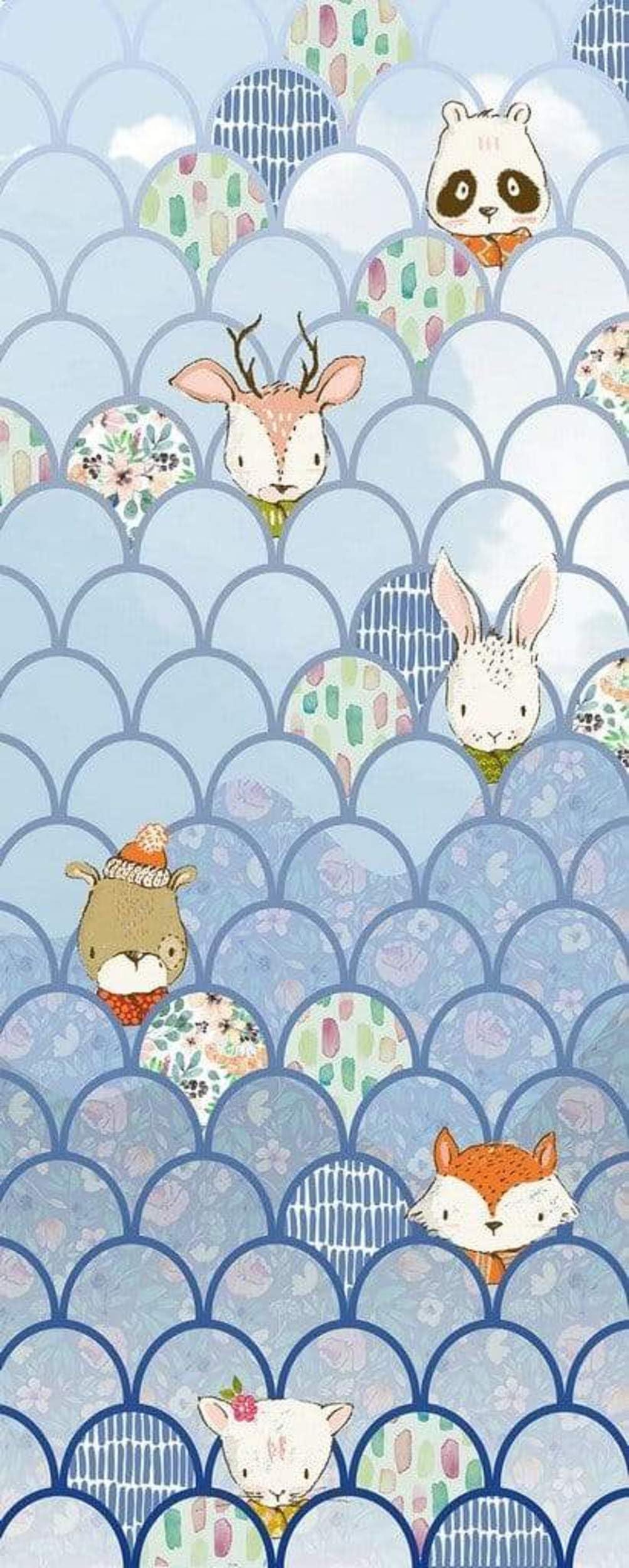 Komar P037B-VD1 Non-Woven Photo Wallpaper - Shelly Bluewave Panel - Size 100 x 250 cm (Width x Height) - Children's Room Wallpaper Blue Wall Wallpaper Living Room Bedroom Office Hallway Decoration