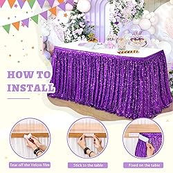 14ft Purple Sequin Table Skirt Sparkle Party Table
