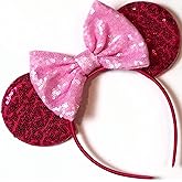 CLGIFT Pink Mickey Ears, Handmade Sleeping Beauty inspired Mouse Ears Headband Rose Gold Minnie ears one size fits all