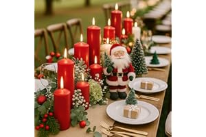 Veiuwa 18 Pcs Red Pillar Candles Bulk Set，Hurricane Candles，3 Different Lengths (6 Each)，Dripless Unscented Smokeless，Gives You a Better Atmosphere When Organizing Wedding or Event Party.