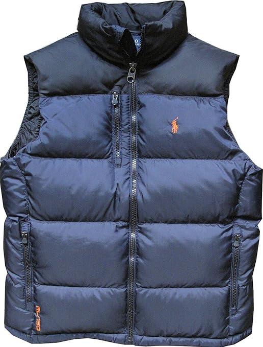 Ralph Lauren Polo Men's Copper Down Vest, Gilet, Jacket, Bodywarmer, RL/150 Navy Black & Yellow 