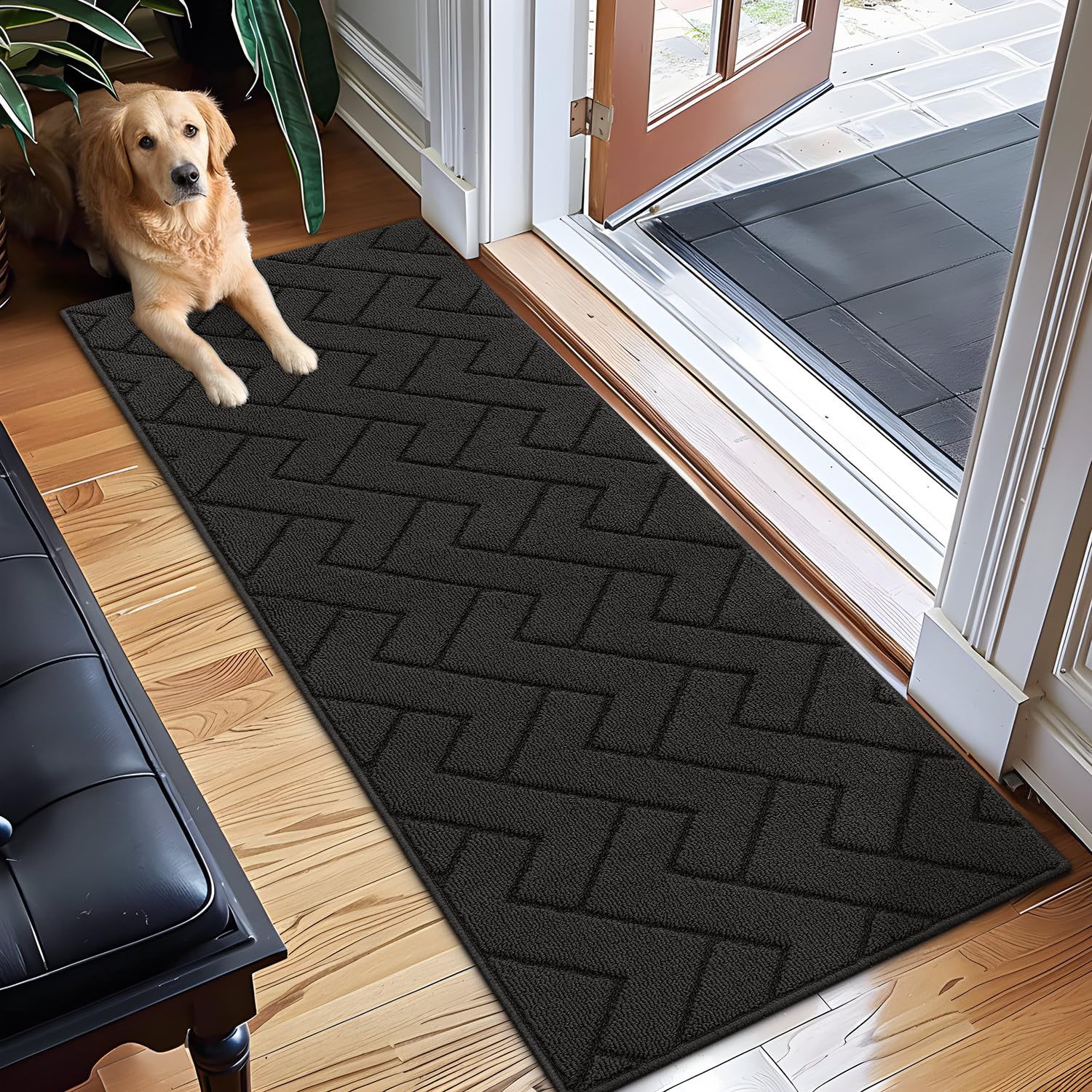 Biscpro Door Mat, 50x150cm DoorMat Indoor Washable, Doormat Indoor Dirt Trapper Non-slip,Absorbent Inside Entrance Rug Mat for Entryway,Patio,Garden,Laundry Room,Pets - Dary Gray