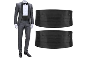 HaiFafafaing 2 Pcs Men's Cumberbund, Adjustable Cummerbund for Men, Tuxedo Belt Accessories, Satin Cumberbund Black for Weddings Prom and Formal Events