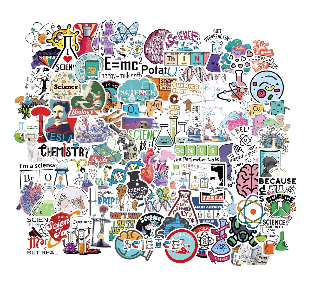 Science Stuff Sticker Mua 100pcs Science Stickers Pack, Chemistry, Biology, Physics, Science ...