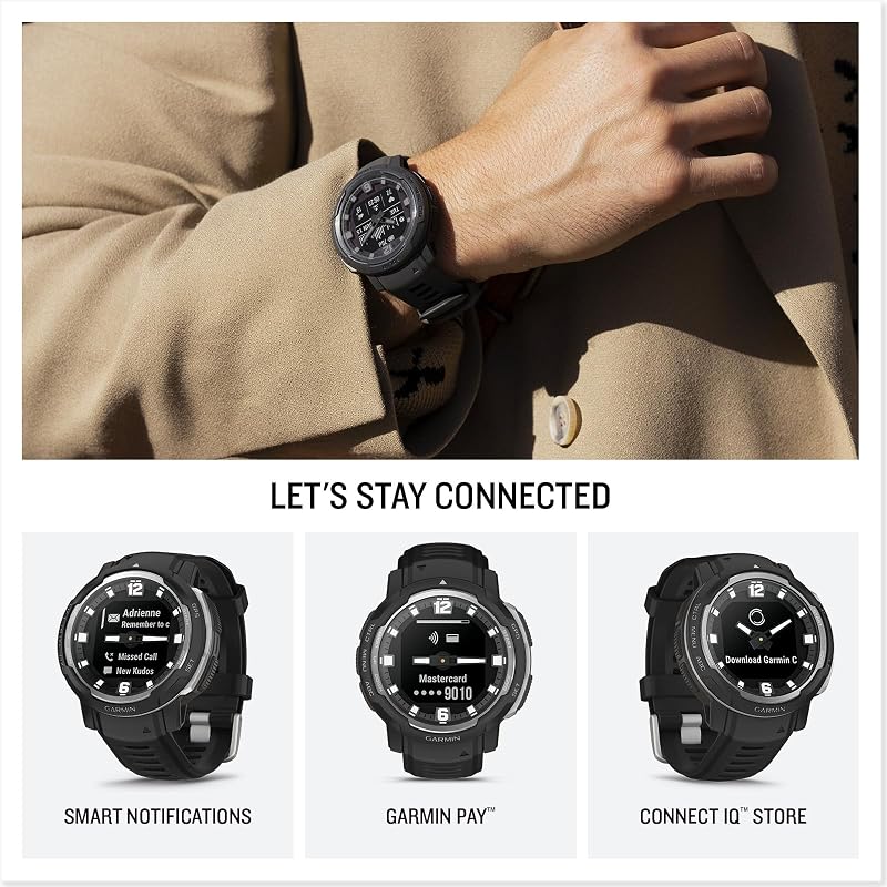 Instinct Crossover, 45 mm, GPS-Hybrid-Smartwatch, Schwarz/Silber