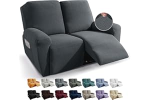 JIVINER Design 6 Piece Recliner Sofa Cover Stretch Jacquard Reclining Couch Covers for 2 Seater Sofa Slipcovers for Living Ro