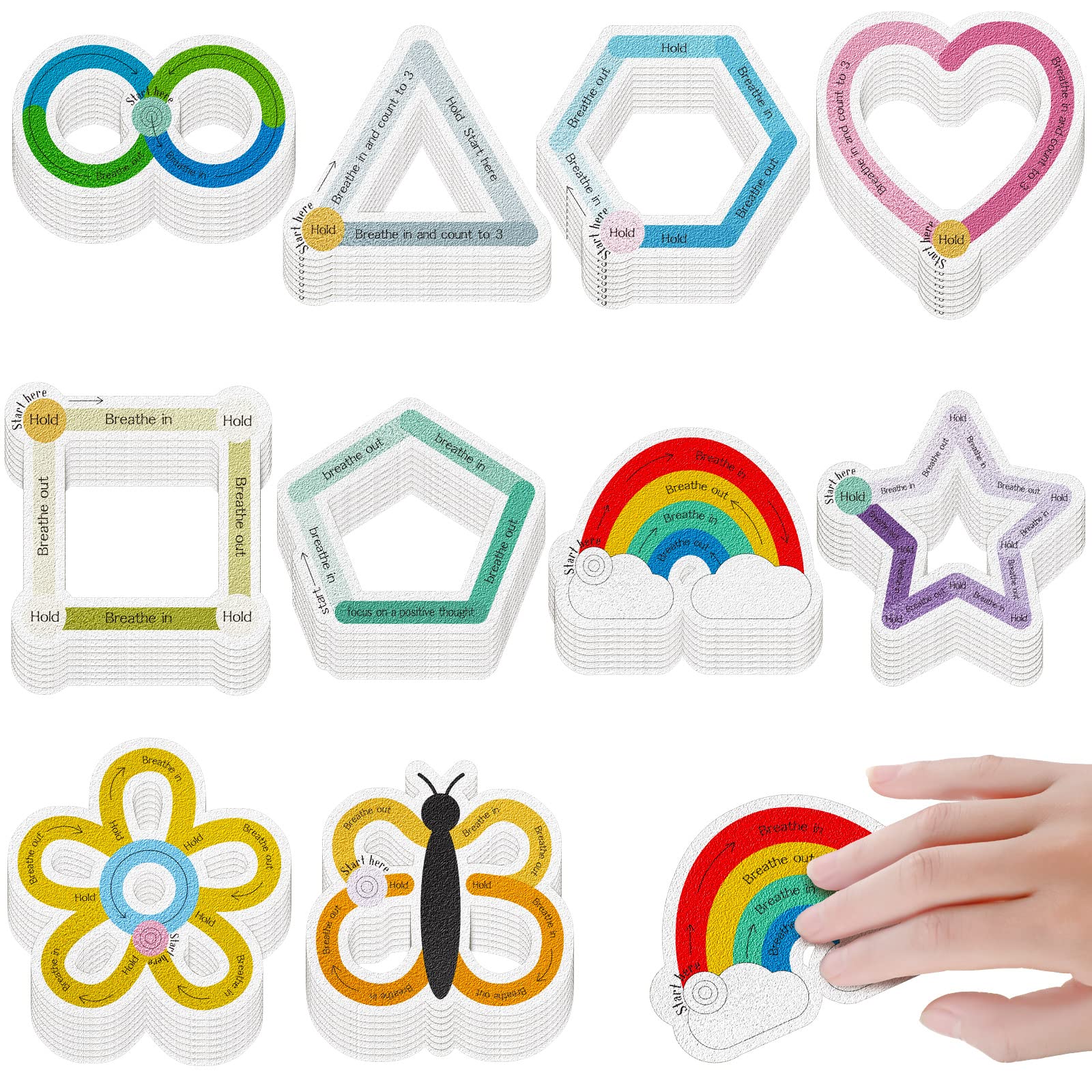 Photo 1 of 80 Pcs Anxiety Sensory Stickers with Inspirational Quotes Calm Textured Strips Relief Mental Health Stickers School Office Adhesive Sensory Tape Anti Stress Toys for Adults Teens (Lovely)