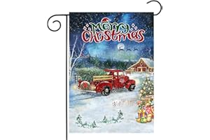 BYGFHLYW Merry Christmas Garden Flags 12x18 Double Sided,Red Truck Christmas Flag, Winter Garden Flags for Outside, Christmas Yard Flag, Winter House Flag Lawn Outdoor Decor
