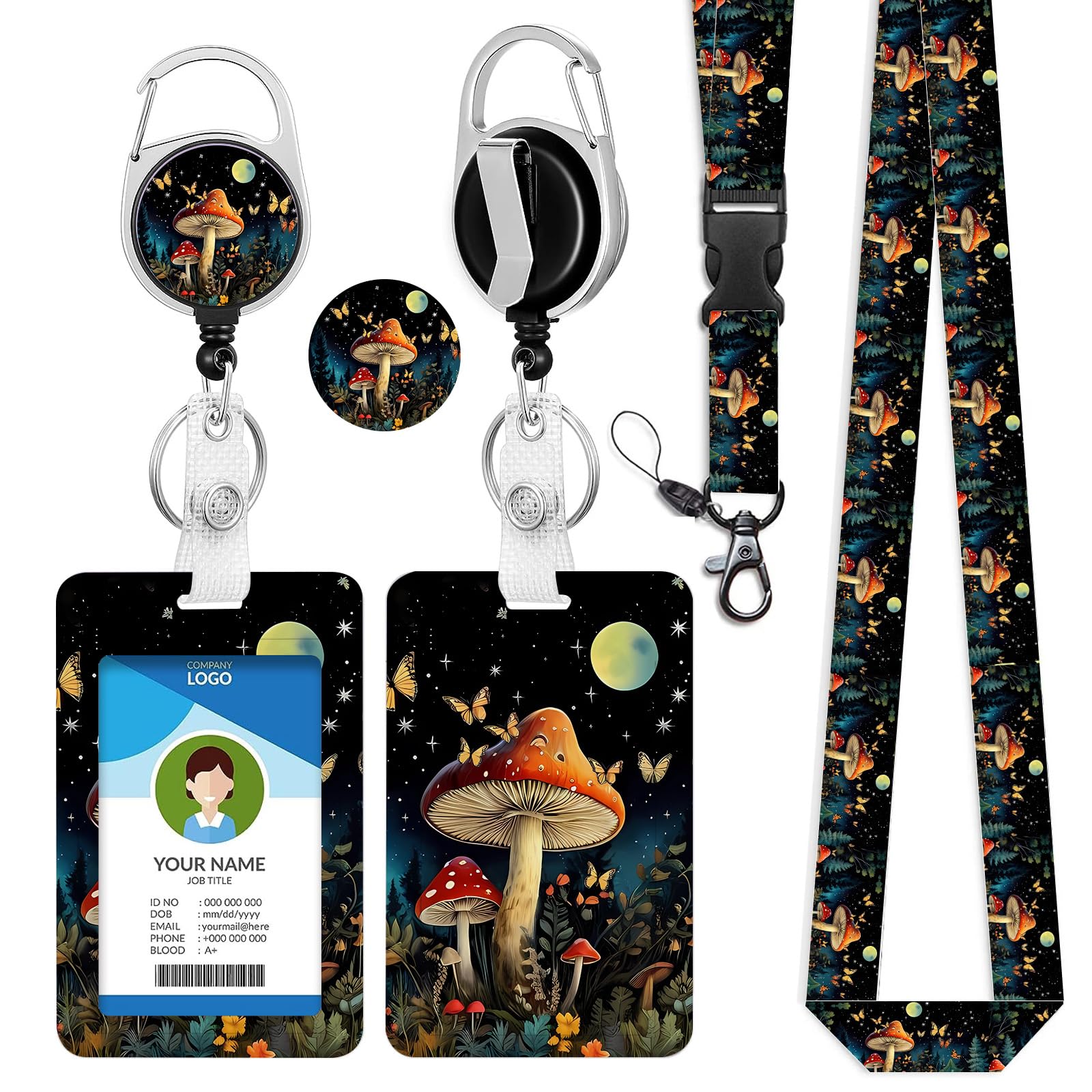 bolimoss Retractable Lanyard with Card Clip, USA Flag Lanyards with Retractable Badge Reel, Plastic ID Badge Holder, Key Holder Keyring