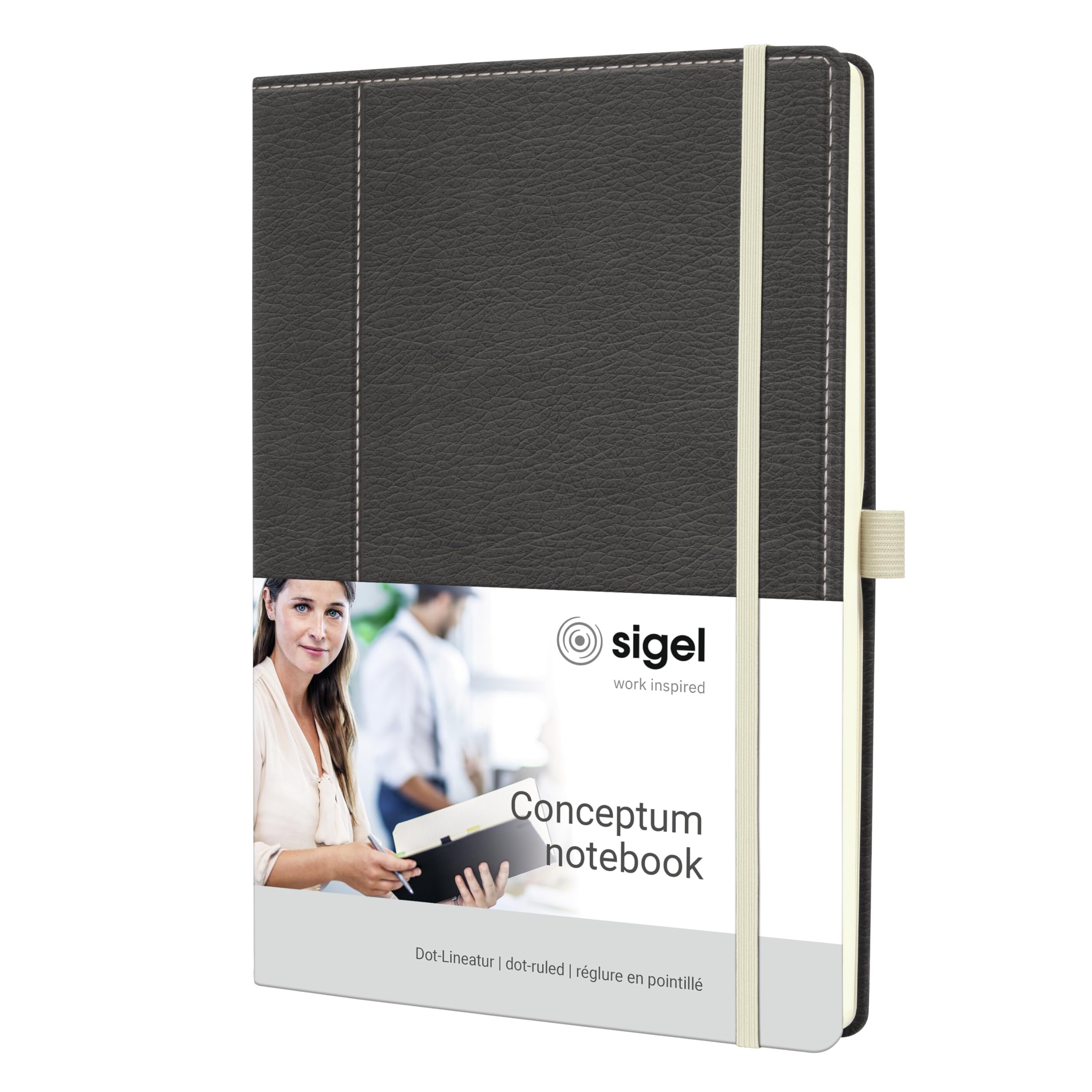 SIGEL CO696 Conceptum Notebook, design Casual, dotted (dot grid), approx. A4, Grey, White, hardcover, 194 pages