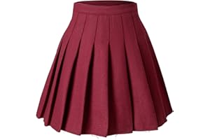 Hoerev Women Girls Thick Wool Fabric for Cold Weather Versatile Plaid Pleated Skirt with Shorts