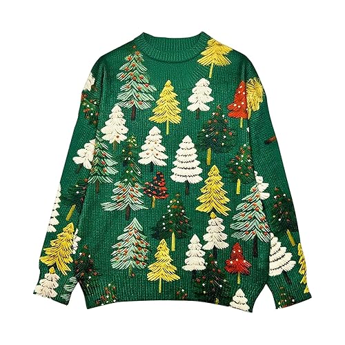 Ladies Jumpers Christmas Sweatshirt Women Christmas Jumpers for Women Xmas Tree Santa Claus Sweaters Long Sleeve Crew Neck Sweatshirts Fashion Novelty Pullover Winter Fall Knitwear