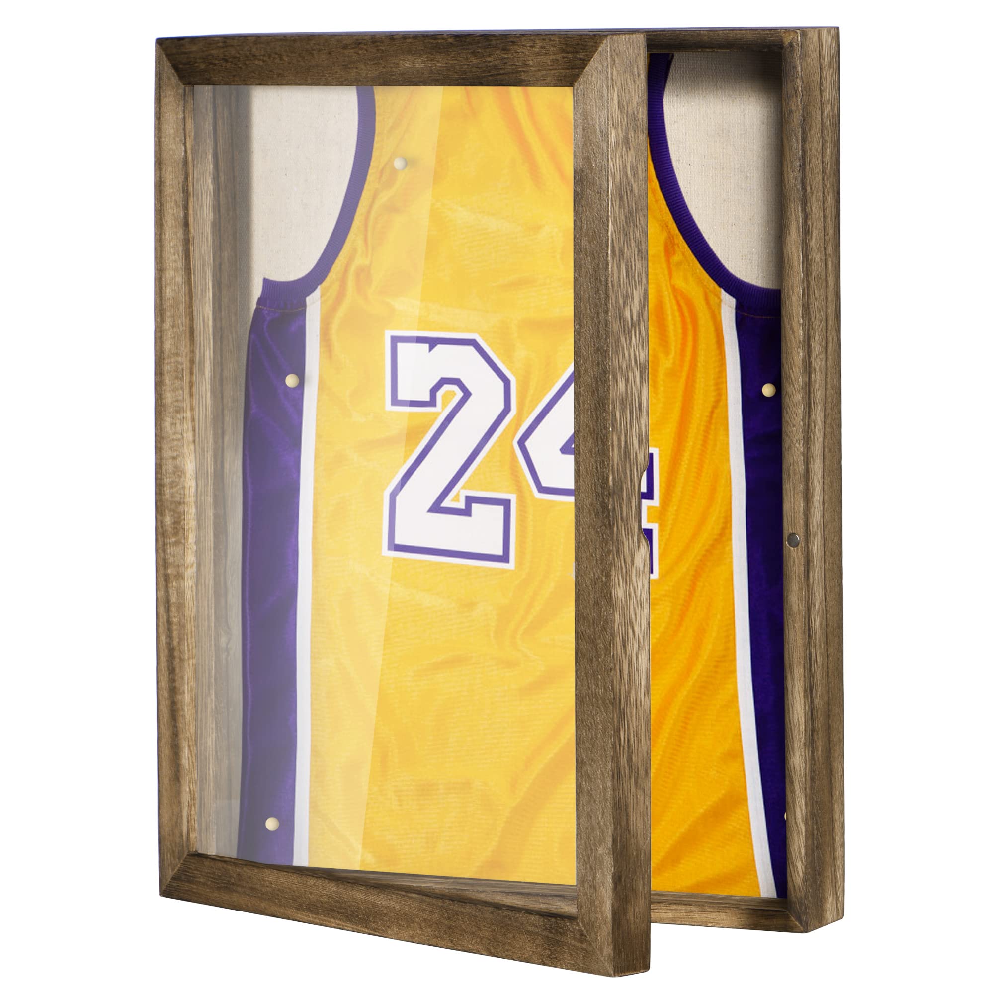 Love-KANKEI 11x14 Shadow Box with Polished Glass Cover Memory Box 28 x 36 x 7.3 cm for Memorabilia, Photos, Medals, Dried Flower and More, Carbonized Black