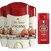 Old Spice Men's Antiperspirant & Deodorant Volcano with Charcoal, 2.6oz (Pack of 3) with Travel-Size Swagger Body Wash
