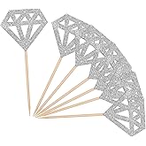 ZHUOWEISM 36 PCS Diamond Cupcake Toppers Glitter Diamond Donut Cupcake Picks Wedding Engagement Cake Decorations for Bridal S
