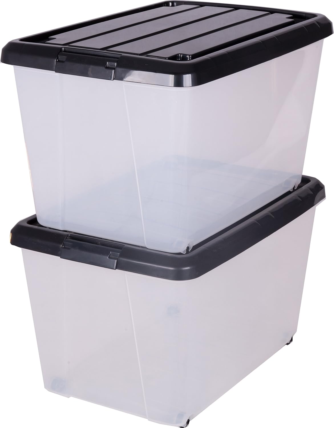 Iris Ohyama plastic box with handle and wheels 2 x 50 Litre Clear White
