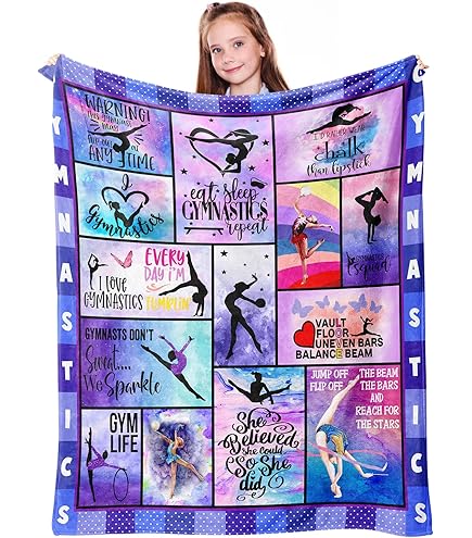 Personalized Gymnastics Baby Blanket - Custom Name Fleece Blanket 30x40 Inches