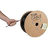 trueCABLE Cat5e Outdoor, 1000ft, Waterproof Direct Burial Rated CMX, Black 24AWG Solid Bare Copper, 350MHz, ETL Listed, Unshi