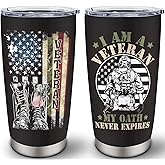 Cudoviqu Veterans Day Gifts - Veteran Gifts for Men - Army Veteran Gift for Him/Dad/Husband - Veteran Gift for Marine Corps/Air Force/Navy, 20 oz Insulation Stainless Steel Tumbler
