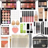 Makeup Kit for Teens &amp; Girls, Makeup Gift Set for Beginners Teenager | Makeup Essential Bundle Includes Foundation Eyeshadow Contour Palette Lipstick Eyeliner Mascara Cosmetic Brush Set
