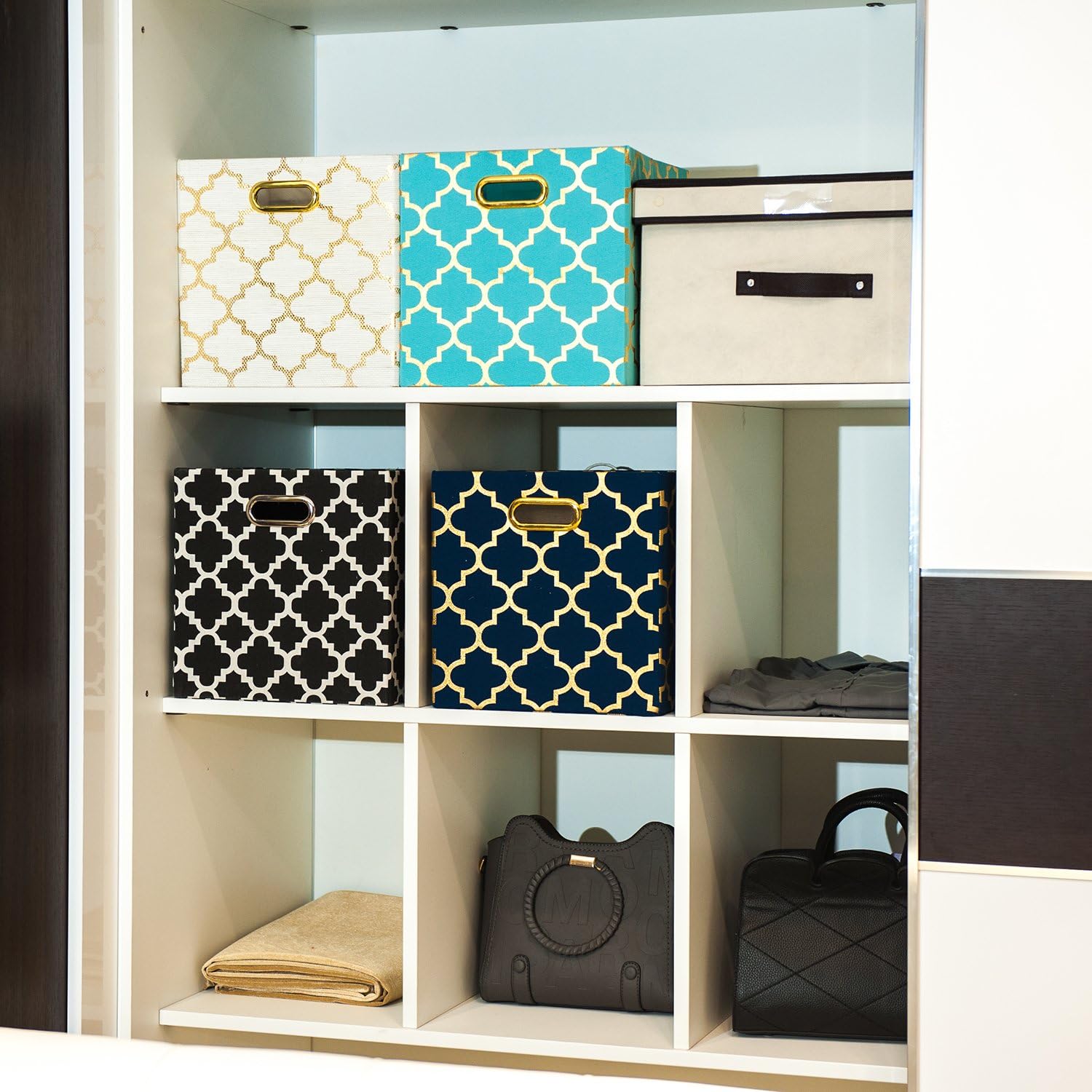 Posprica Storage Boxes, Foldable Storage Cube Basket Bins,28×28×28cm