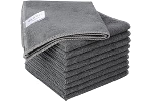 KinHwa Microfiber Dish Cloths Ultra Absorbent Kitchen Dish Rags for Washing Dishes Fast Drying Cleaning Cloth Gray 10-Pack 12