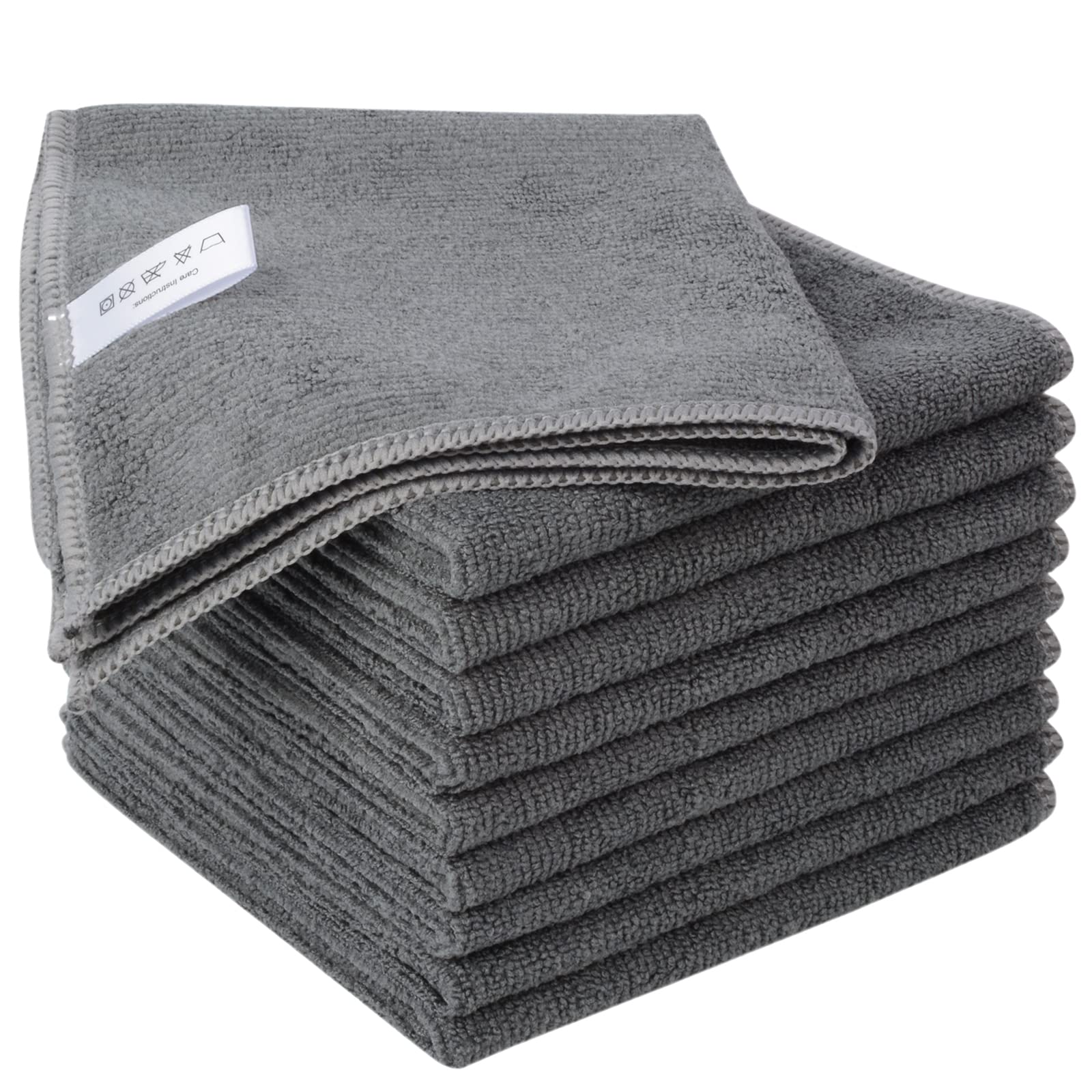 KinHwa Microfibre Cleaning Cloth Reusable Dish Cloths Super Absorbent and Lint Free Cleaning Towels for House, Kitchen, Car 32 x 32 cm Pack of 10 Grey