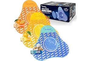 SPARGOS Urinal Screen Deodorizer 24 Pack - Urinal Cakes Fresh 3D Wave Anti-Splash Odor Protection Mats for Toilets in Bathroom Office Stadiums Schools - Includes Free Gloves, 8pcs Blue, Yellow, Orange