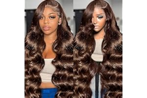 SPOU Chocolate Brown Lace Front Wig 13x6 Body Wave HD Lace Front Wigs Human Hair Pre Plucked with Baby Hair Brown Wig Human Hair 180 Density Glueless Brown Wig for Women 16 Inch
