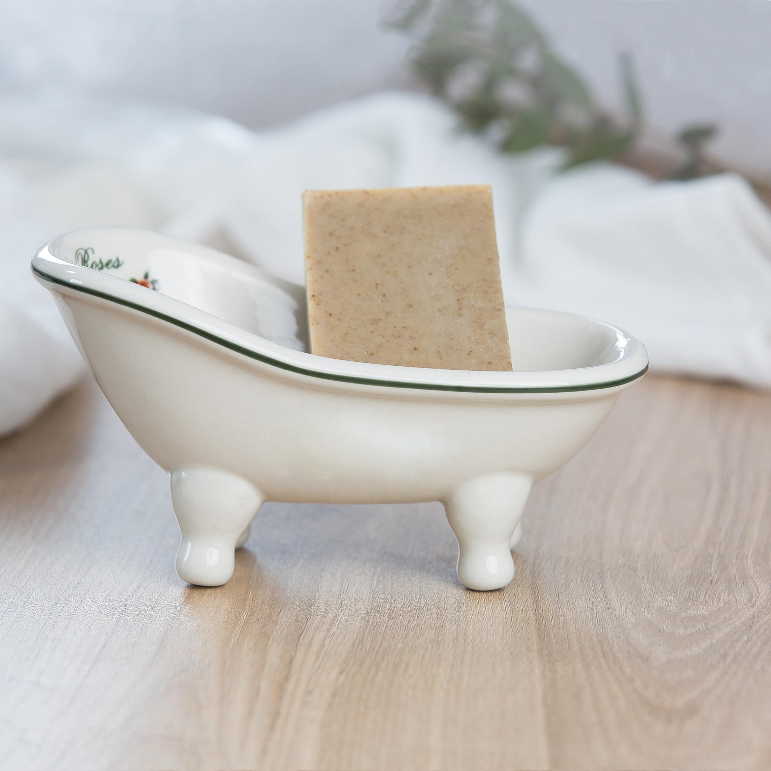 Photo 1 of 1 Piece 5.6" Ceramic Mini Clawfoot Slipper Bathtub Soap Dish Vintage Decortative Soap Dish
