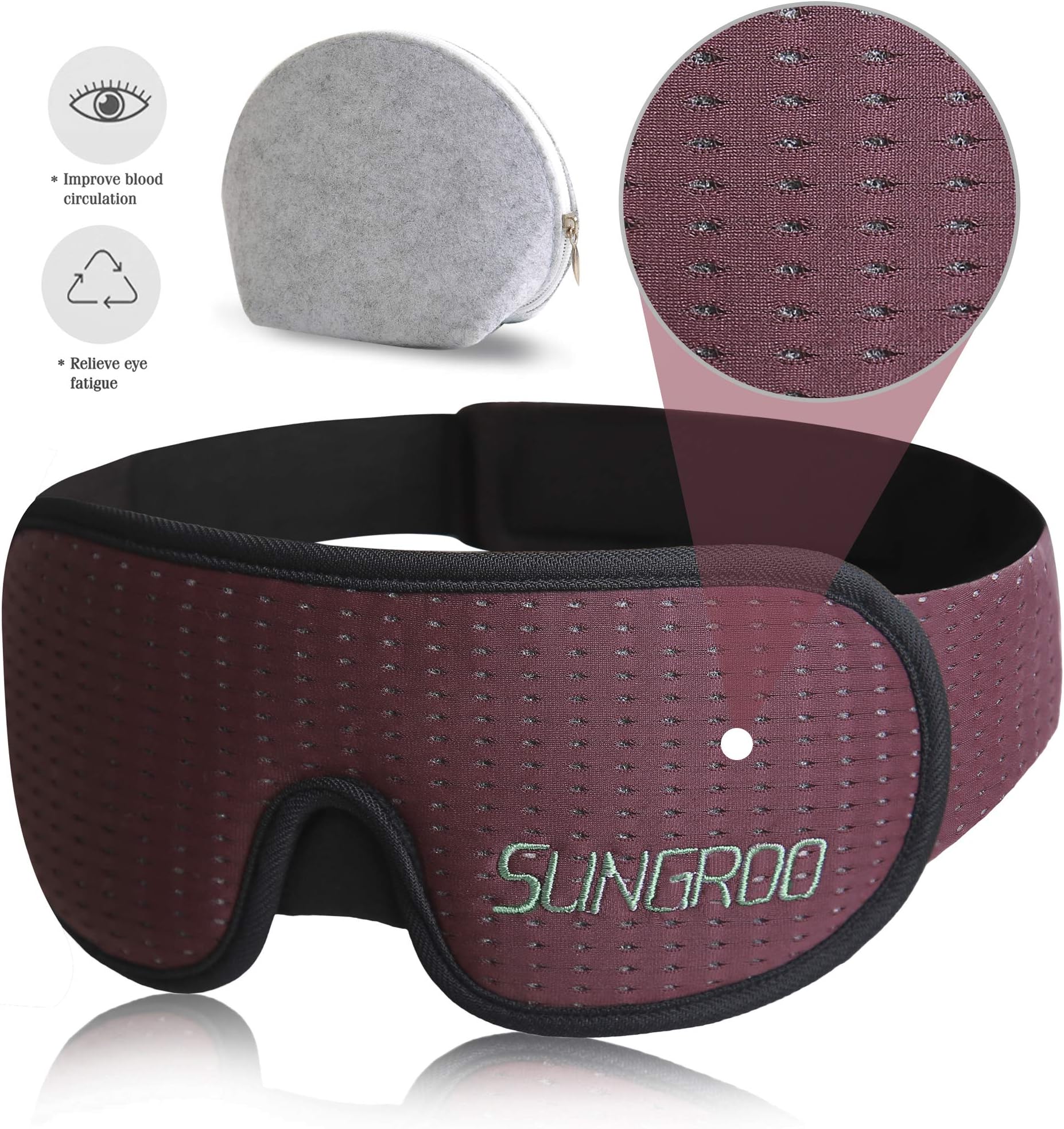 XIAOYI Eye Mask for Sleeping,Sleep Mask 3D Breathable Memory Foam Contours Modular Sleeping Eye Mask Men & Women (Red Wine)