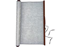 Flylin Calligraphy Cloth, Reusable Chinese Calligraphy Practicing Tool Magic Water Painting Paper Ten Thousand Times Writing Cloth Scroll for Home School (Grey)