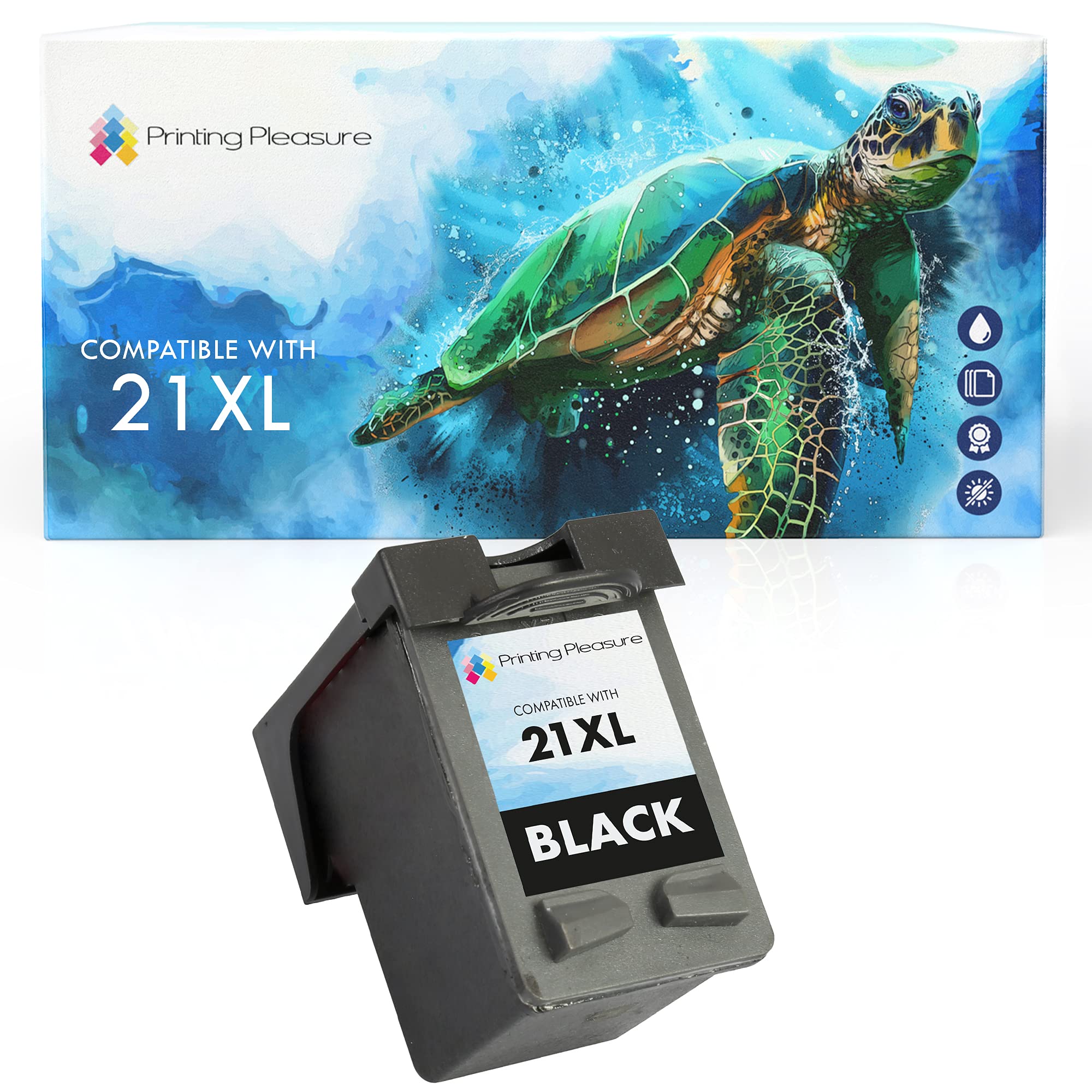 Printing Pleasure XL Remanufactured Ink Cartridge Replacement for 21XL for Deskjet 3940 F2120 F2180 F2280 F350 F370 F380 F4180 D1460 D2320 D2360 D2460 Officejet 4315 PSC 1410 - Black, High Capacity