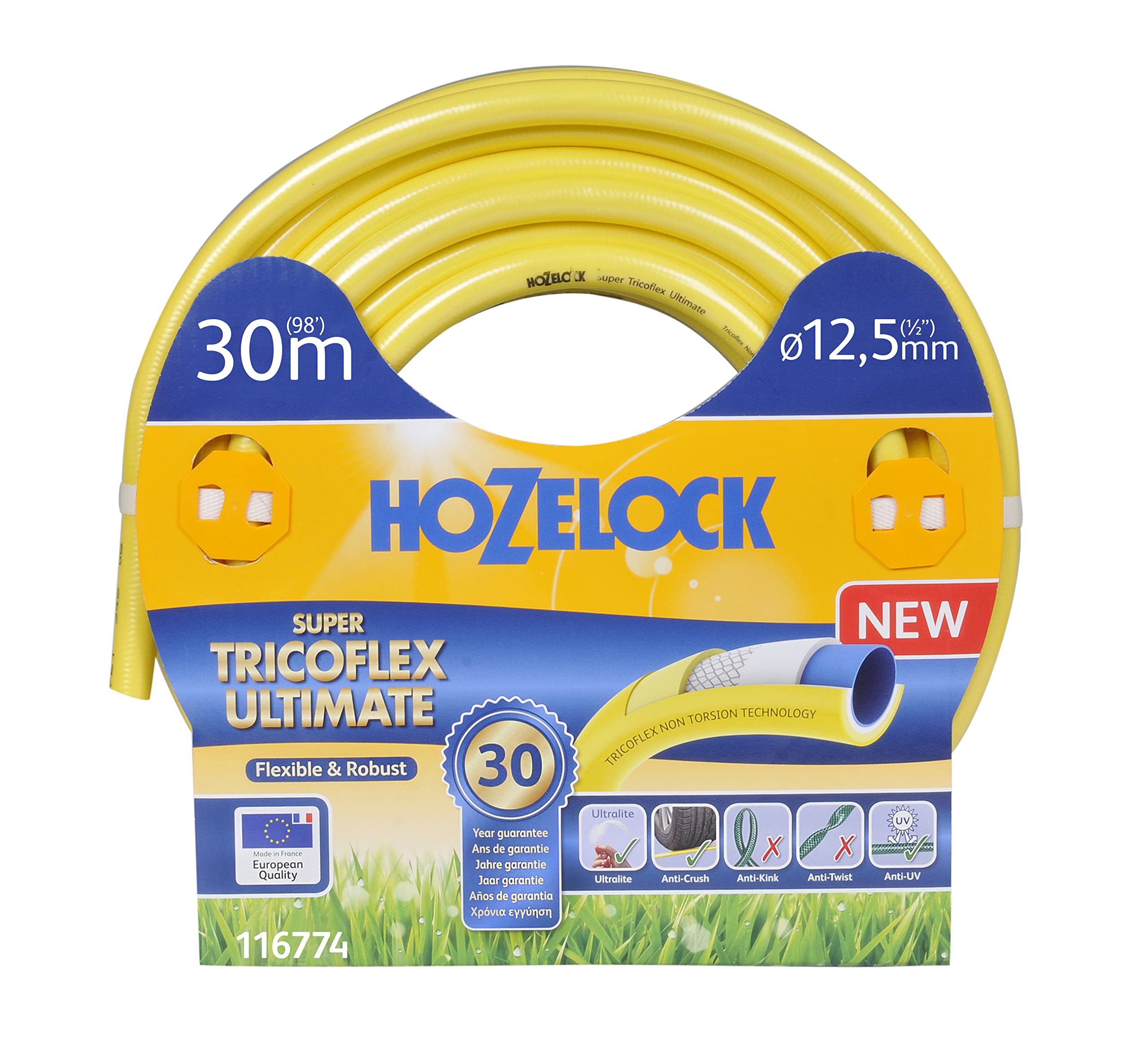 Hozelock Super Tricoflex Ultimate Hose, Yellow, 12.5 mm x 30 m