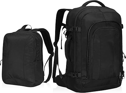 Amazon Travel Max ビジネスノートパソコンバックパック 取り外し可能なデイバッグ付き 2ピースフライト承認キャリーオンバックパック レディース メンズ 多機能カレッジスクールバッグ 17インチノートパソコン 10 5インチipad対応 ブラック Tm 54sdaff Travel Max