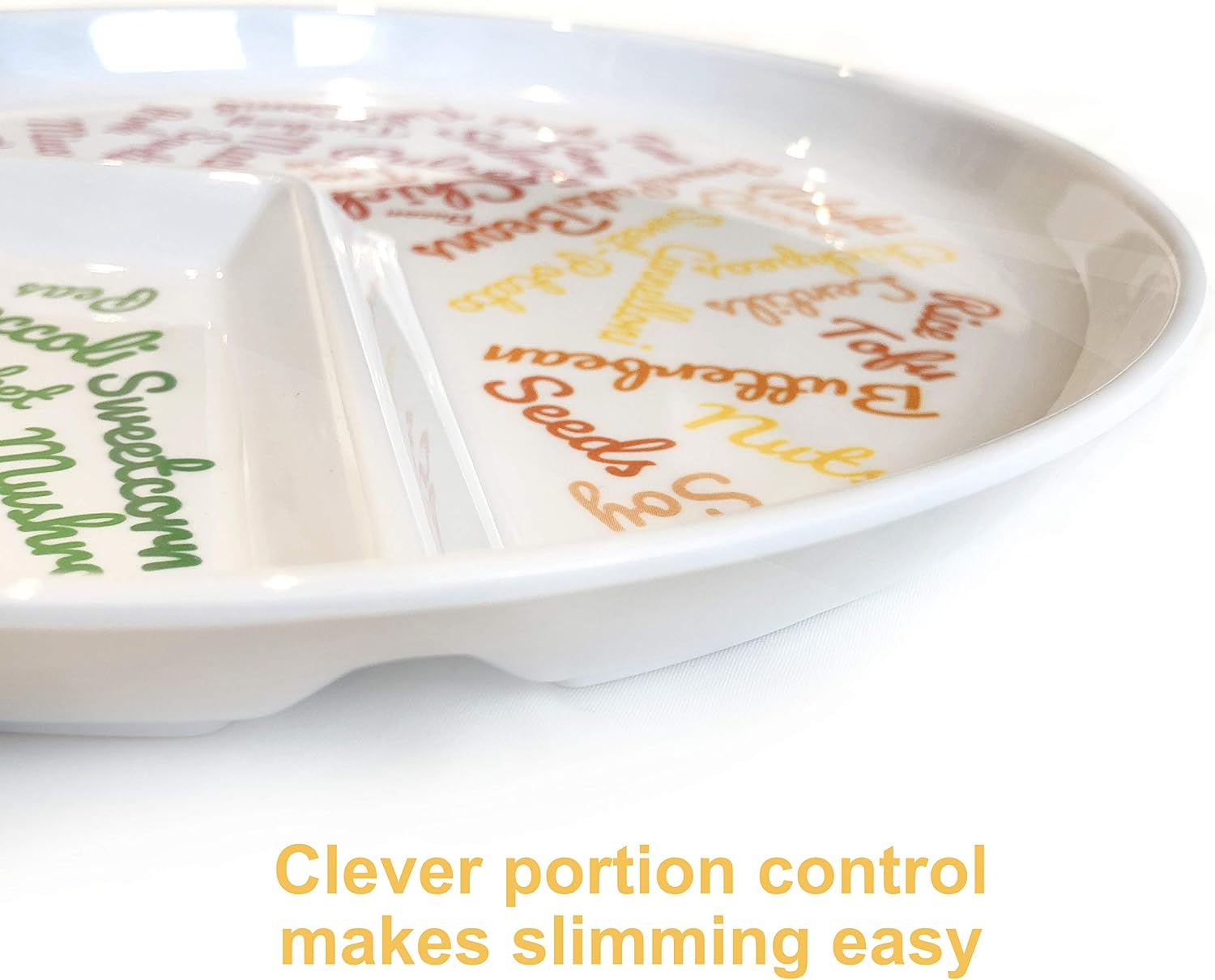 j&m Your Plate: Divided Portion Control Diet Plate for Adults (2 Pack) - Unique Ridged Section & Food Ideas, Dishwasher Safe - Image 3