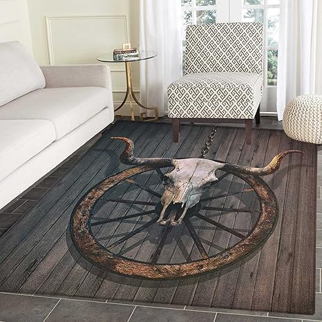 Amazon Com Barn Wood Wagon Wheel Area Rug Carpet Long